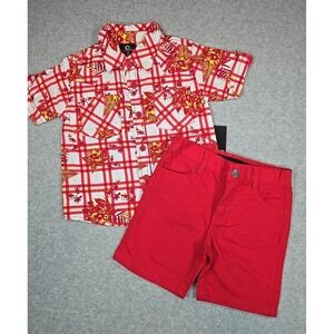 Akademiks Boys Size 18 month Outfit Button Up Shirt Shorts Set Floral Print NWT